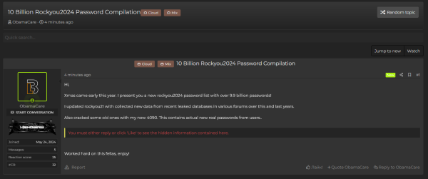 Хакеры опубликовали базу с 9,9 миллиардами утёкших паролей